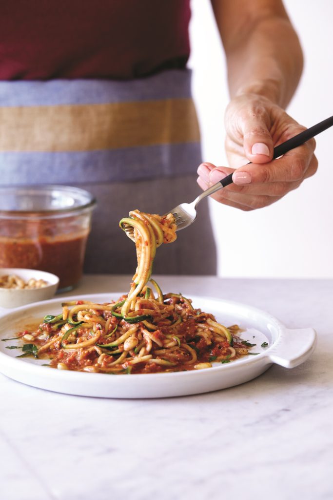 Zucchini Noodles with Romesco Sauce