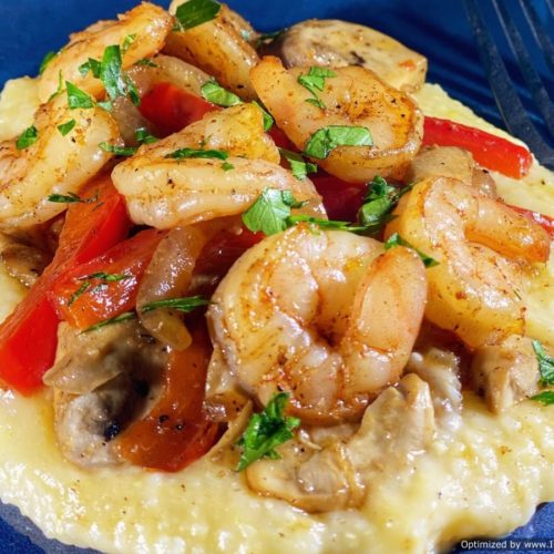 Quick and Easy Shrimp and Cheesy Grits ~ A Slice of Spice